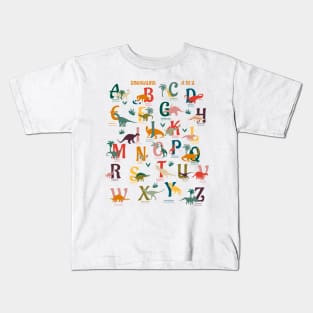 Dinosaurs A to Z- Rainbow Dinos Chart Kids T-Shirt